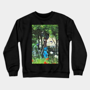 Summer Garden Scarecrow Lady for gardeners and vegetable growers Crewneck Sweatshirt